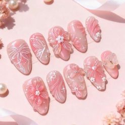 Set of 24 False Nails, beautiful, sweet, feminine and full of life.