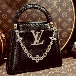 LV CAPUCINES MINI BLACK PYTHON Sz 21cm