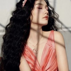 S925 Vineyard silver necklace with red diamonds, gourd and large flower vine design, long chain, luxurious and elegant flower design