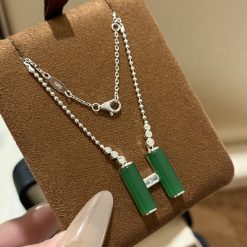 S925 Silver Agate H-Shaped Necklace: A modern Chinese style necklace that is luxurious and sophisticated.