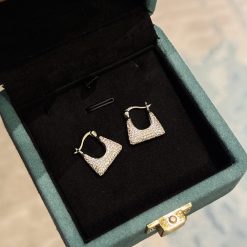 S925 silver handbag earrings full of diamonds, French style, sparkling and delicate.