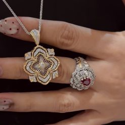 S925 Sterling Silver Boucheron Large Opera Necklace, Courtly Style, French Light Luxury Retro Two-Tone Frosted Four-Leaf Clover