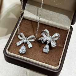 S925 Sterling Silver Square Diamond Teardrop Necklace/Ring - Elegant, sophisticated and versatile