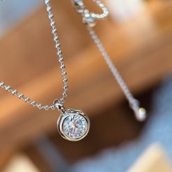 S925 Sterling Silver Bubble Diamond Necklace with Beads: French retro style, luxurious, sophisticated and versatile.