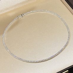 S925 Italian silver necklace with 20 diamonds, delicate, elegant and refined, perfect for layering,