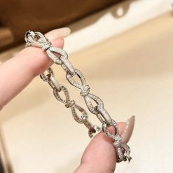 Sterling Silver S925 Bow Bracelet with Solid Diamonds: High-class, luxurious, sophisticated, unique and versatile.
