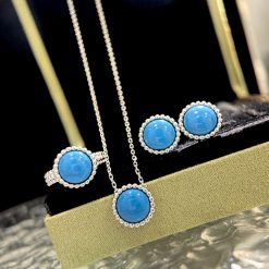 S925 silver luxury pearl necklace, clavicle necklace, ear hook and earring set