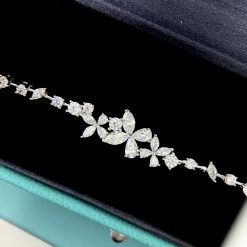 S925 Sterling Silver Butterfly Bracelet Sparkling diamonds and ice flower cut, exuding luxury and high-end for wealthy women.