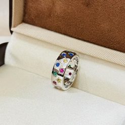 S925 Silver Ring with Dopamine Diamond, same design as G-Dragon's smooth high-grade sparkling diamond and rainbow diamond