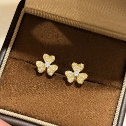 S925 Sterling Silver Mini Clover Earrings in Rose Gold