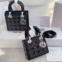 LADY DIOR BAG IN GREY - BLACK Size 18&20cm