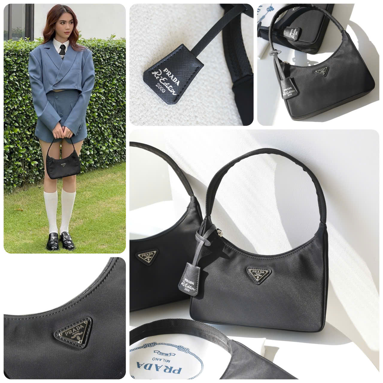 PRADA NYLON HOBO size 23cm scratch-resistant parachute fabric, fabric lining PRADA NYLON HOBO size 23cm scratch-resistant parachute fabric, fabric lining