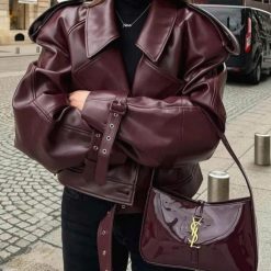 YSL LE 5 A 7 IN PATENT LEATHER size 24cm  glossy leather, natural shine  suede lining inside