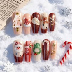 set of 24 fake Christmas nails