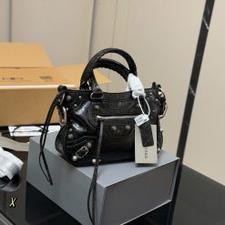 Balenciaga Black Small Original 100% Genuine Leather Size 25cm