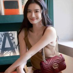 GUCCI MARMONT IN RED super vip ✅ super soft lambskin, standard form size 22 cm