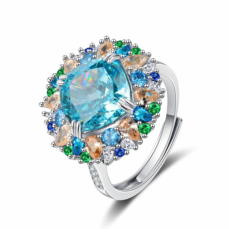 Women's 925 Sterling Silver Open Ring in Navy Blue Women's 925 Sterling Silver Open Ring in Navy Blue