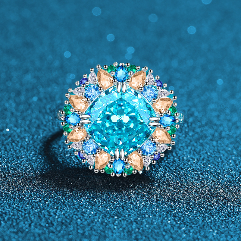 Women's 925 Sterling Silver Open Ring in Navy Blue Women's 925 Sterling Silver Open Ring in Navy Blue