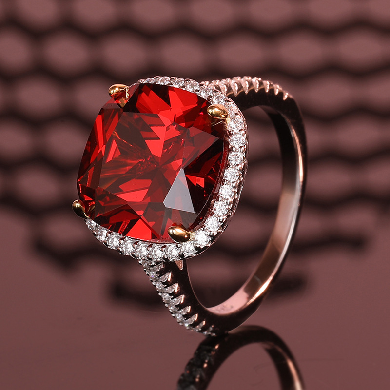 S925 Sterling Silver Ruby Ring for Women, 13*13 Gemstone, High-End Ring for Ladies, Perfect for Parties S925 Sterling Silver Ruby Ring for Women, 13*13 Gemstone, High-End Ring for Ladies, Perfect for Parties