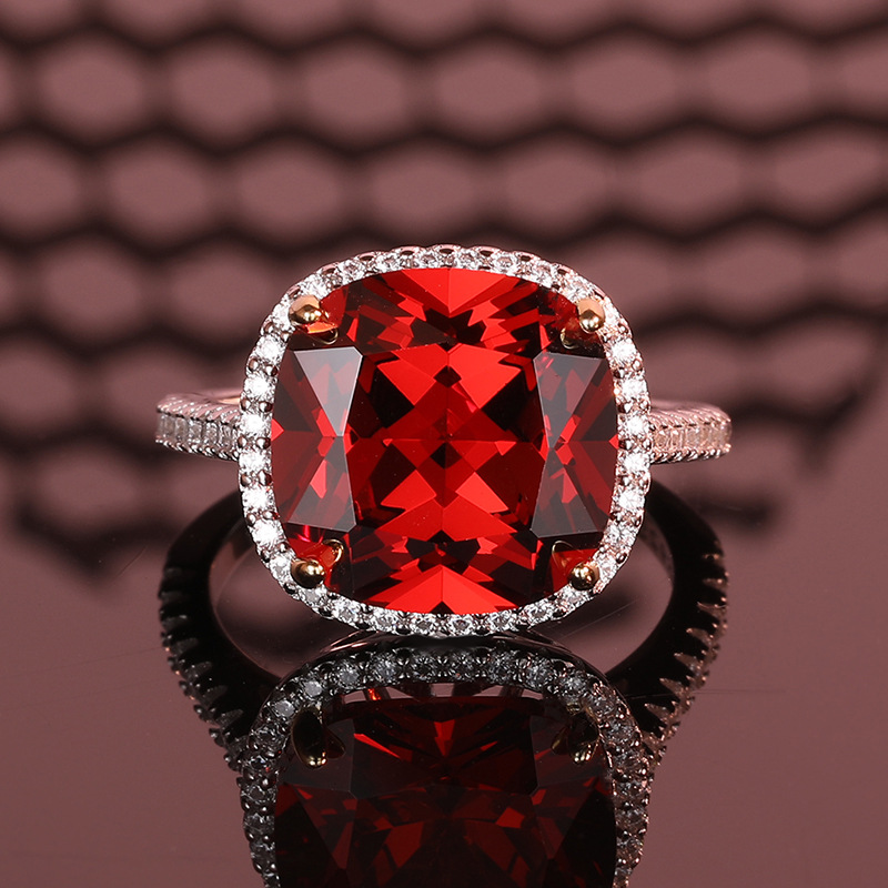 S925 Sterling Silver Ruby Ring for Women, 13*13 Gemstone, High-End Ring for Ladies, Perfect for Parties S925 Sterling Silver Ruby Ring for Women, 13*13 Gemstone, High-End Ring for Ladies, Perfect for Parties