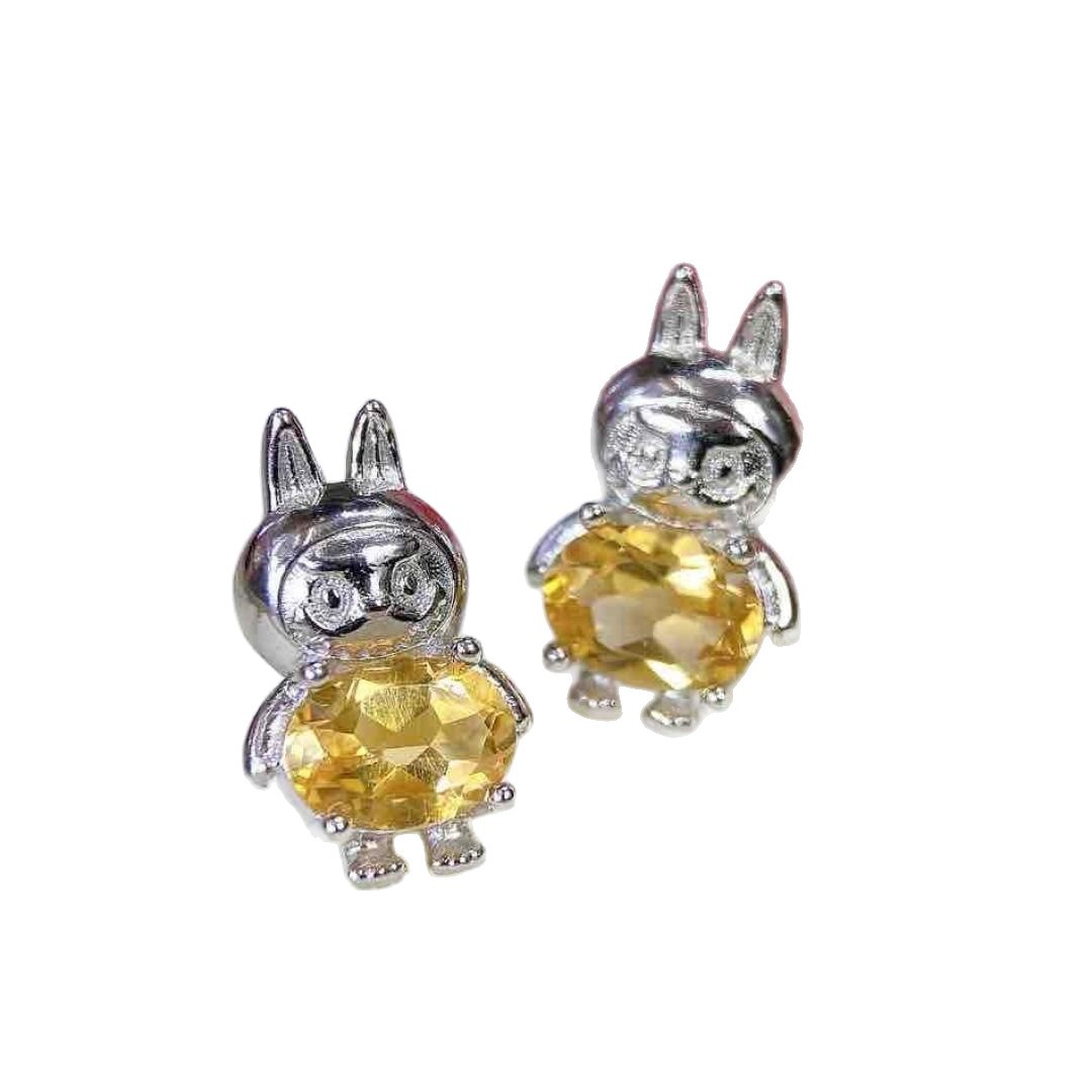 New design, elegant and natural yellow crystal earrings with silver plating (925 sterling silver) New design, elegant and natural yellow crystal earrings with silver plating (925 sterling silver)
