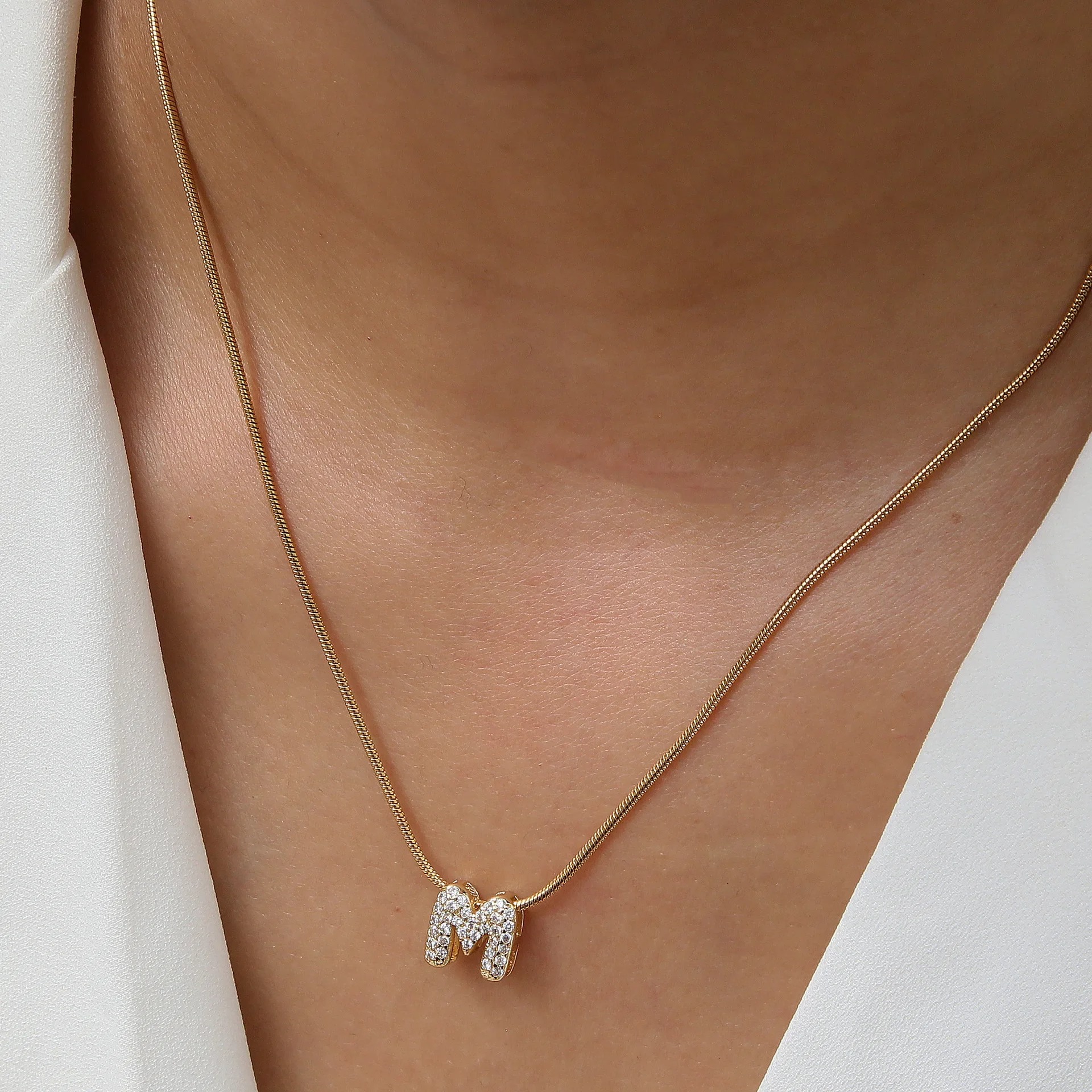Initial Alphabet Pendant Neckalce Gold Plated Stainless Steel A-z Letter Necklaces Birthday Gifts Jewelry 01