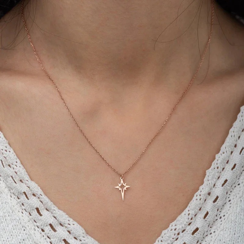Star Pendant Choker Necklaces North Star Necklace For Women 01