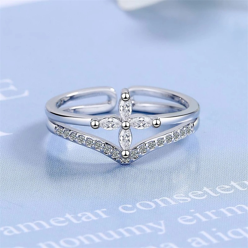 Vintage French Style Fashion Crystal Adjustable Ring For Women 01