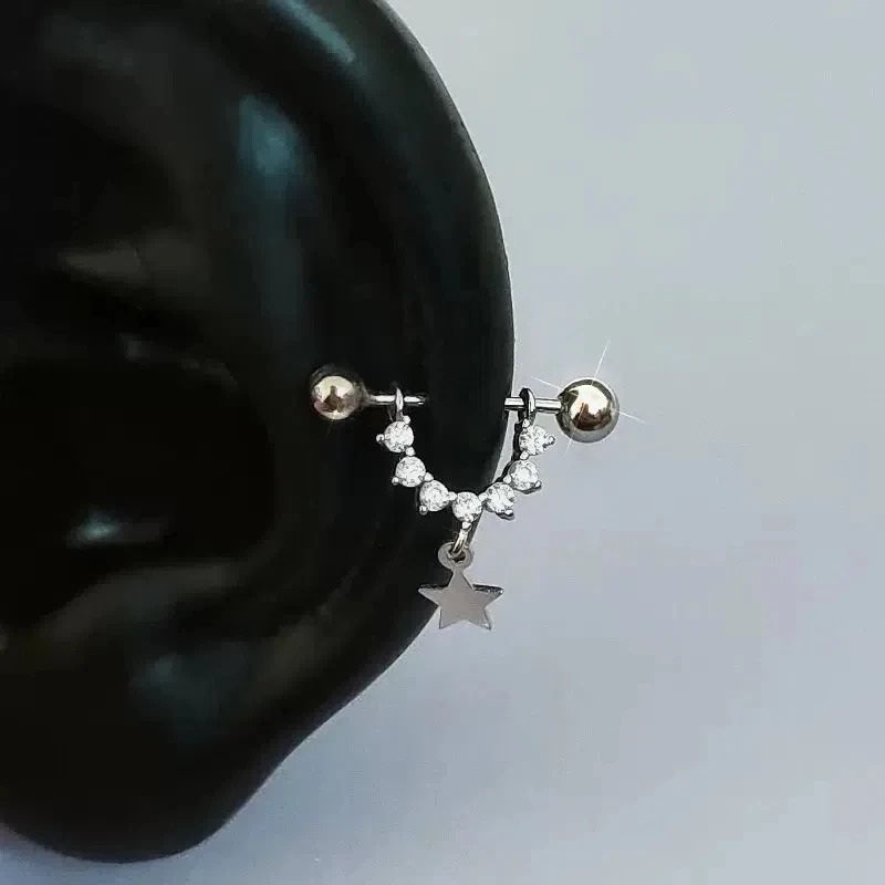 Star Silver Color Stainless Steel Ear Bone Nail For Women 01